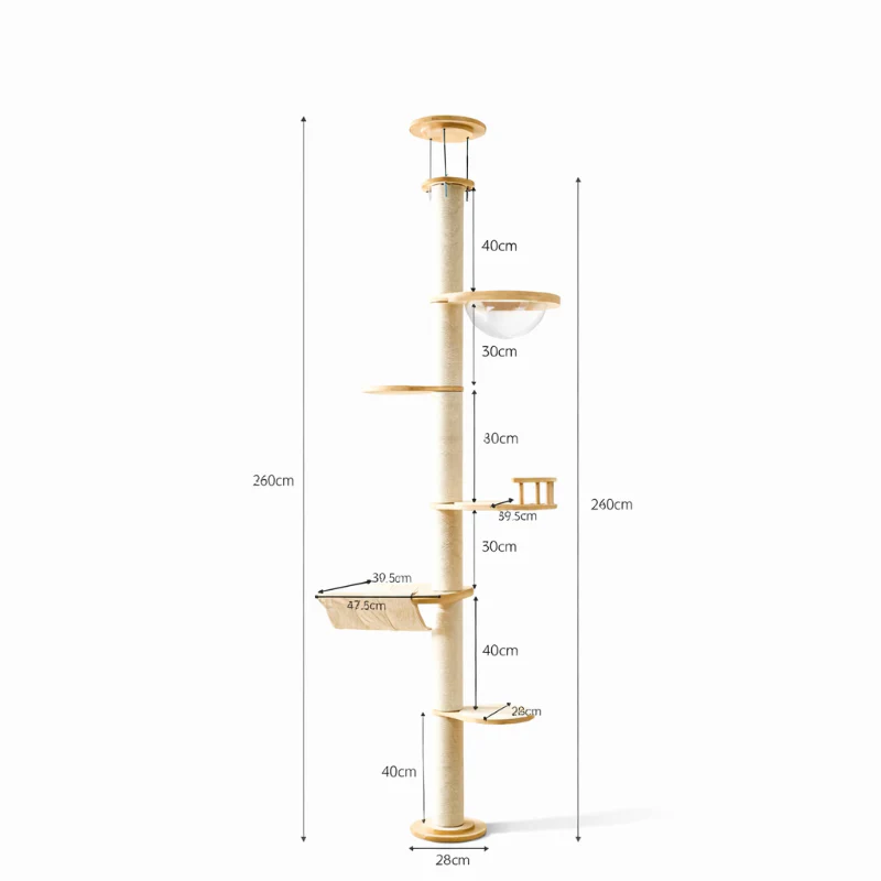 ADS PET Solid Wood Floor-to-Ceiling Cat Tree Tower - Image 4