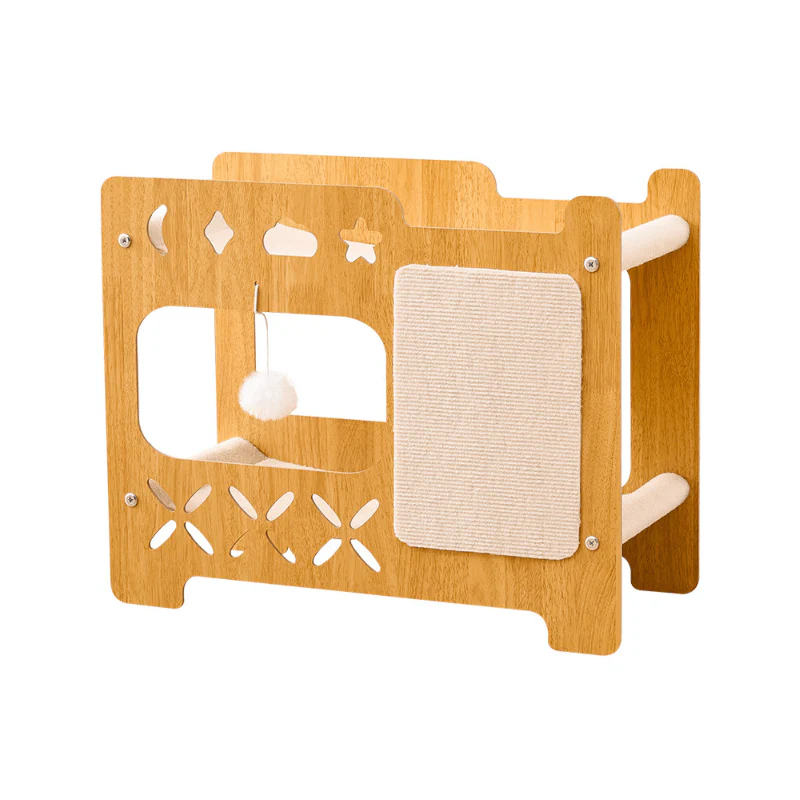 ADS Pet Modern Cat Condo Wooden Cat House with Scratching Panel