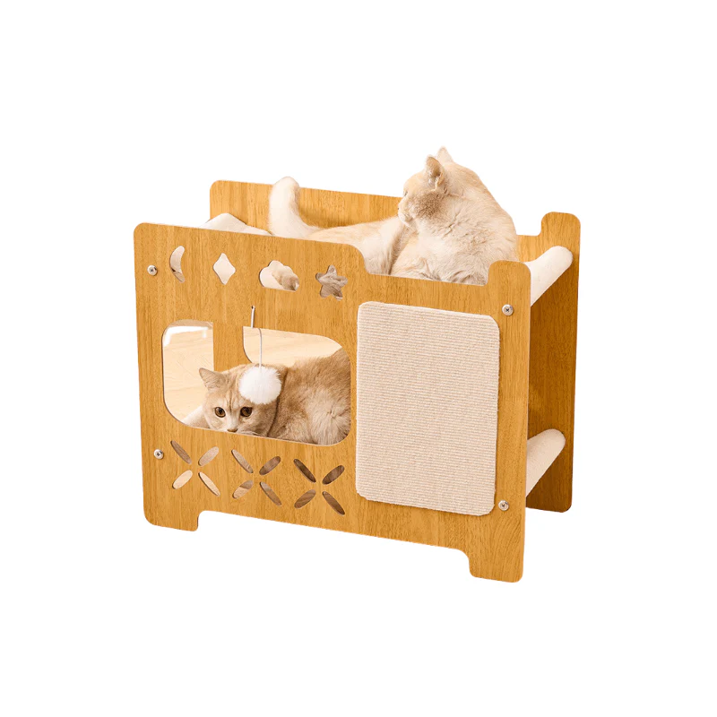 ADS Pet Modern Cat Condo Wooden Cat House with Scratching Panel - Image 2