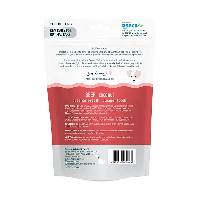 Bell & Bone Beef Dental Chew Puppy Dog Treat Small 7 Pack - Image 2