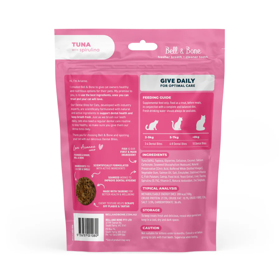 Bell & Bone Dental Bites Tuna With Spirulina Cat Treats 80G - Image 2