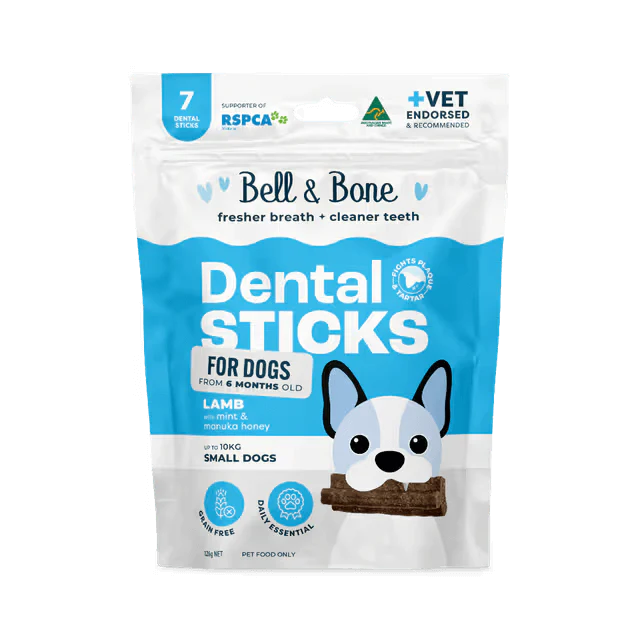 Bell & Bone Dental Stick Lamb, Mint, Manuka Honey Dog Treat 7 Pack