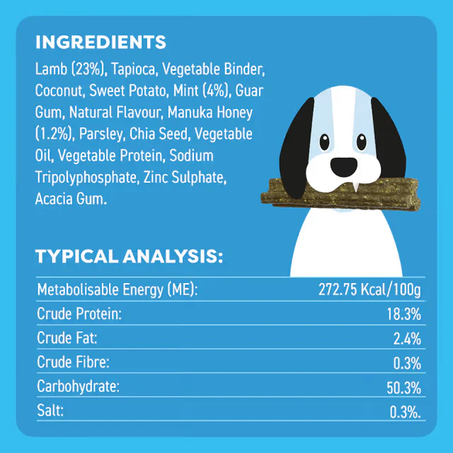 Bell & Bone Dental Stick Lamb, Mint, Manuka Honey Dog Treat 7 Pack - Image 9