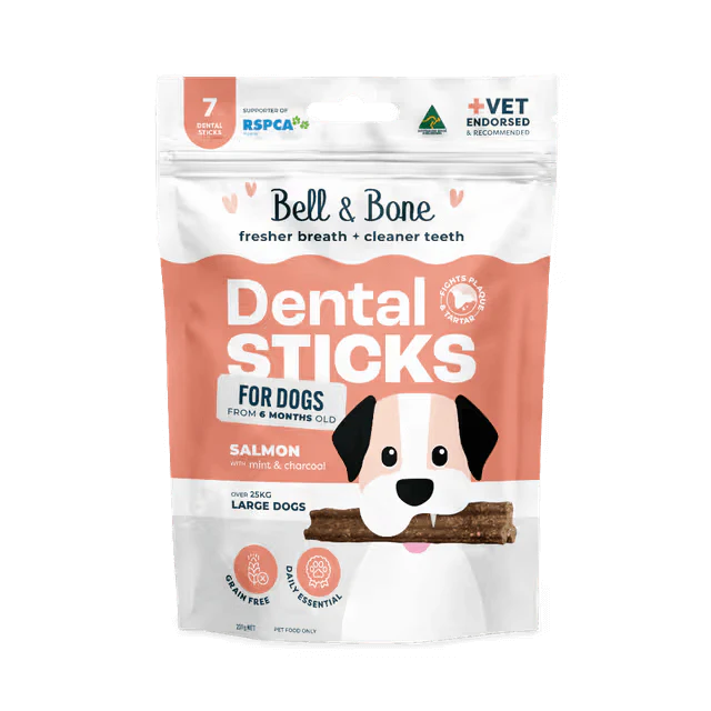 Bell & Bone Dental Stick Salmon, Mint, and Charcoal Dog Treat 7 Pack - Image 3