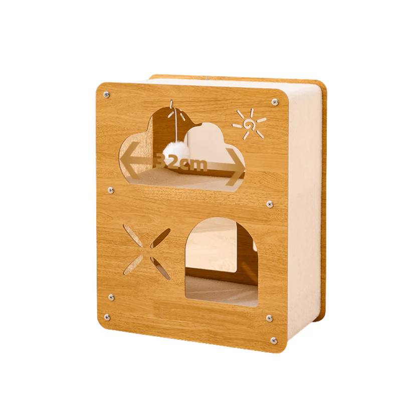 ADS Pet Three Level Cat Scratcher Cardboard House with Pom Pom Balls
