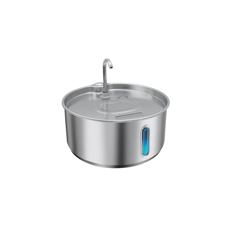 ADS Pet Stainless Steel Water Fountain Automatic Drinker w Visible Water Level Window