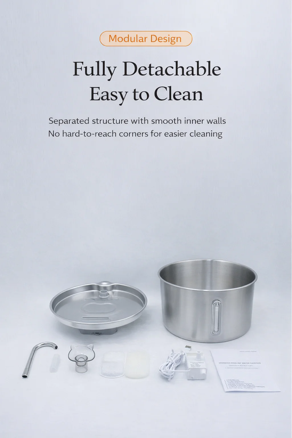 ADS Pet Stainless Steel Water Fountain Automatic Drinker w Visible Water Level Window - Image 8