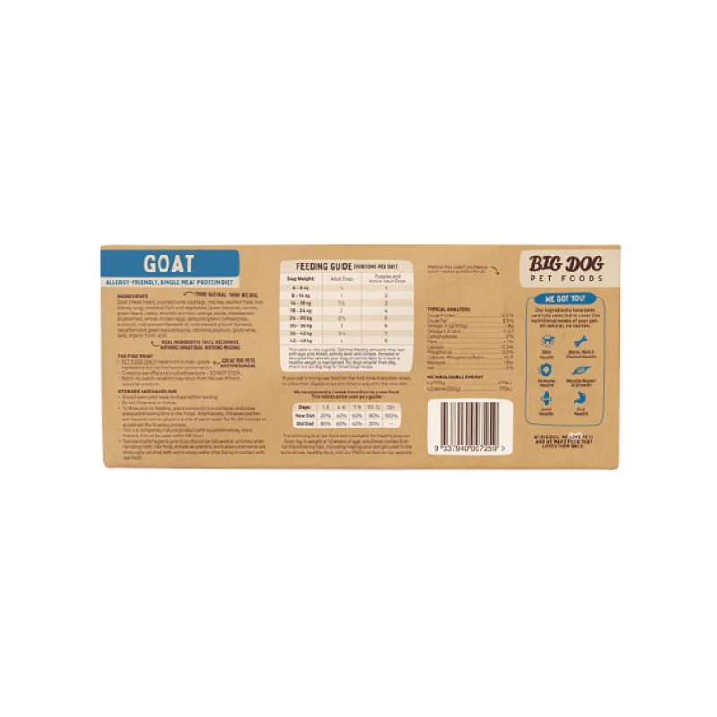 Big Dog Barf Single Protein Goat Raw Dog Food 3KG - Image 3