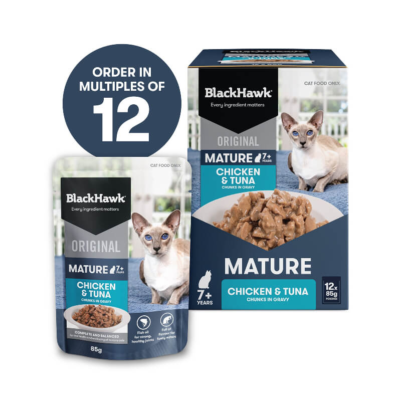 Black Hawk Chicken Tuan Gravy Mature 7+ Wet Cat Food