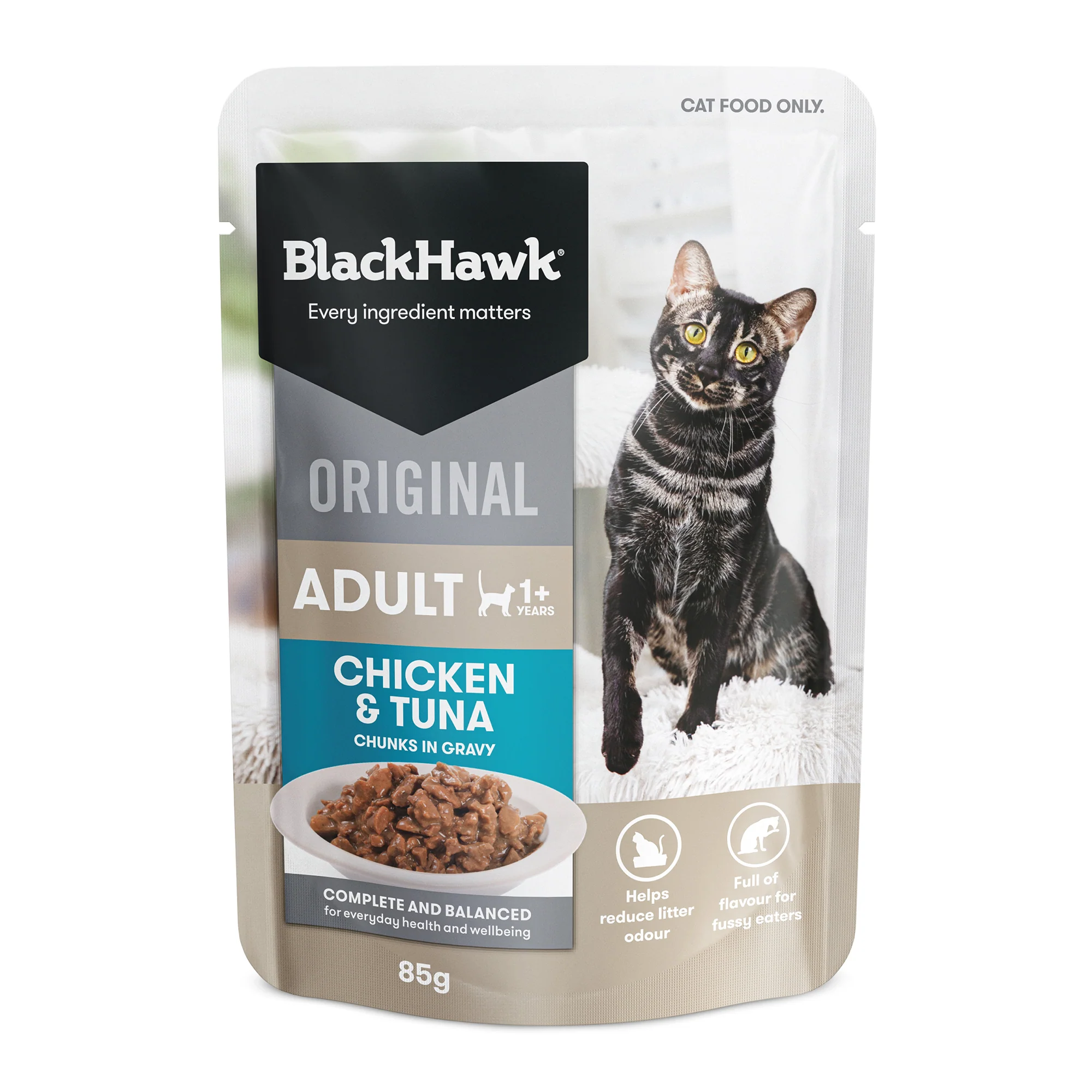 Black Hawk Chicken & Tuna Gravy Adult Wet Cat Food 85G x 12 - Image 2
