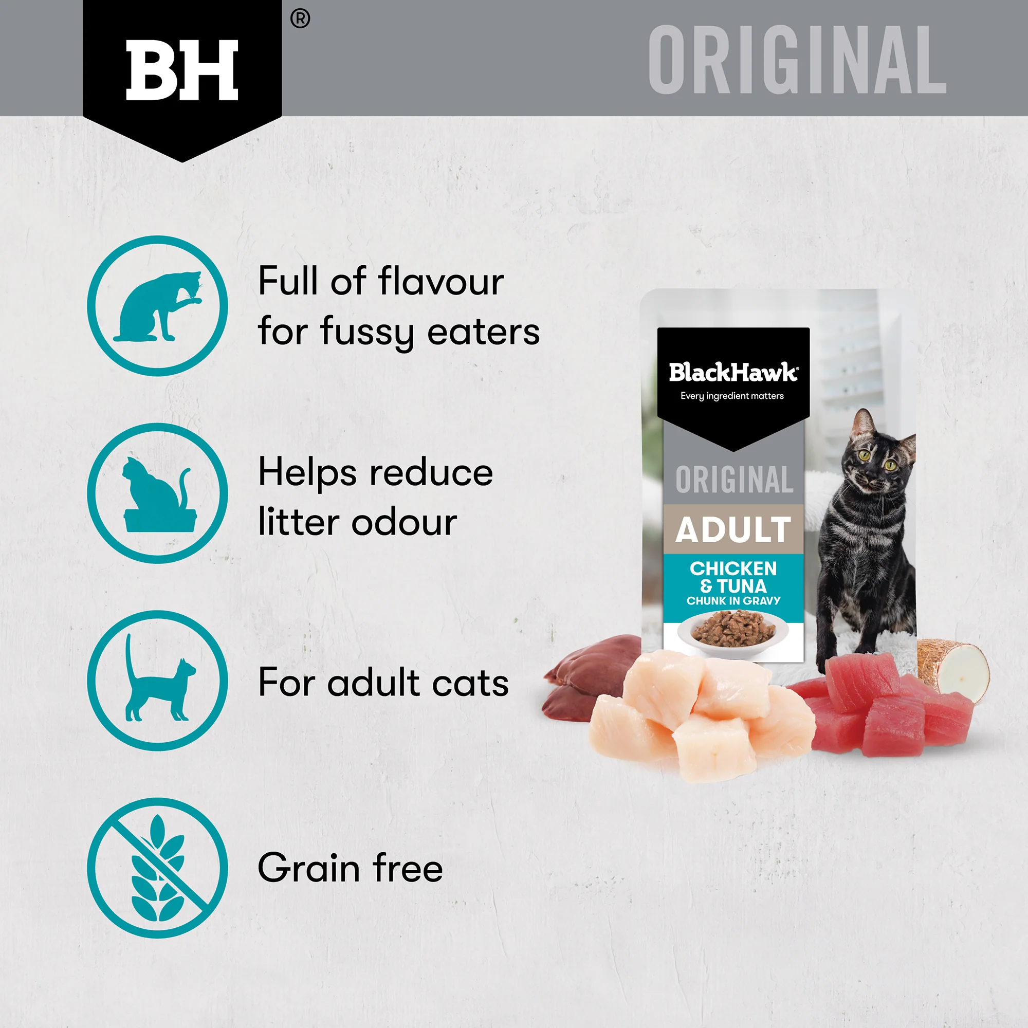 Black Hawk Chicken & Tuna Gravy Adult Wet Cat Food 85G x 12 - Image 4
