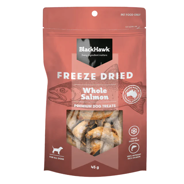Black Hawk Freeze Dried Whole Salmon Dog Treats 45G