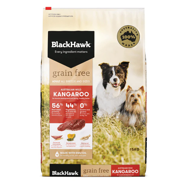 BLACK HAWK Grain Free Dry Dog Food Adult Kangaroo 15KG