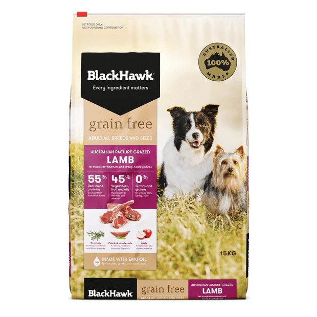 BLACK HAWK Grain Free Dry Dog Food Lamb 15KG