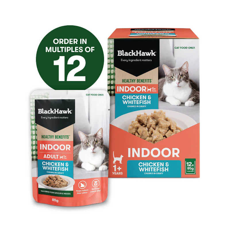 Black Hawk Healthy Benefits Chicken Whitefish Gravy Wet Indoor Adult Cat Food 85Gx12