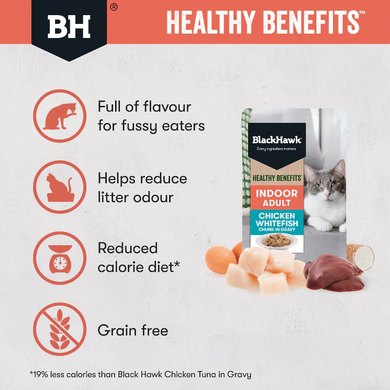 Black Hawk Healthy Benefits Chicken Whitefish Gravy Wet Indoor Adult Cat Food 85Gx12 - Image 3