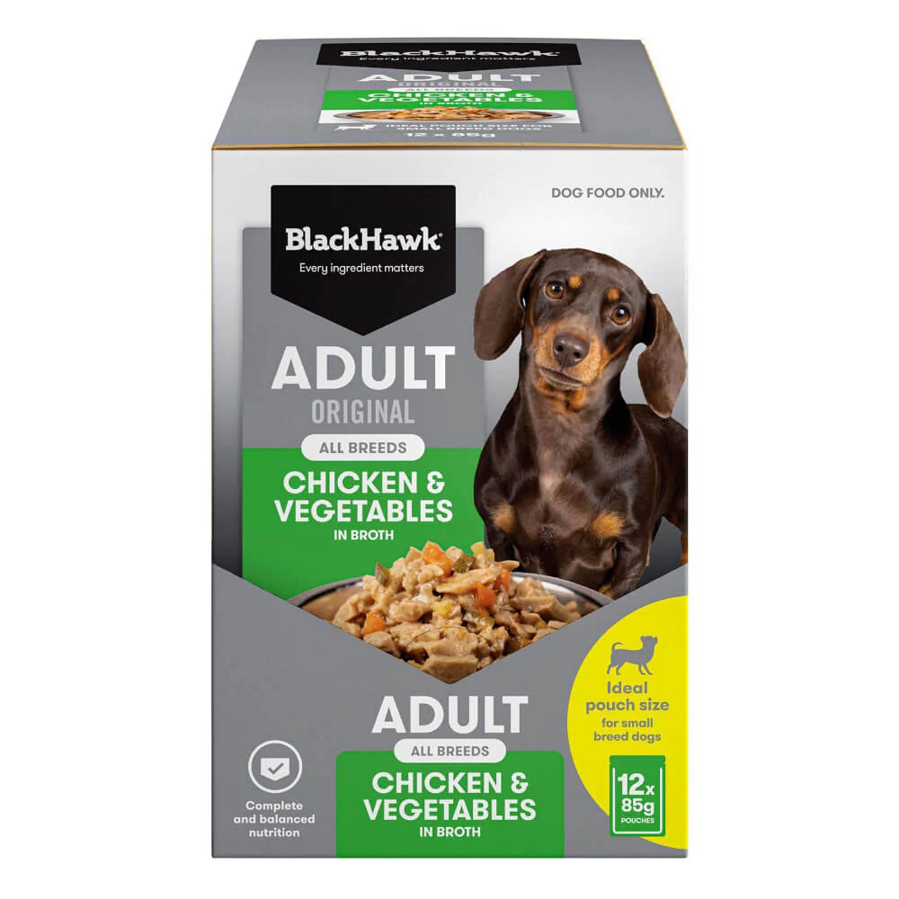 BLACK HAWK Original Adult Chicken And Vegetables Wet Dog Food Pouches
