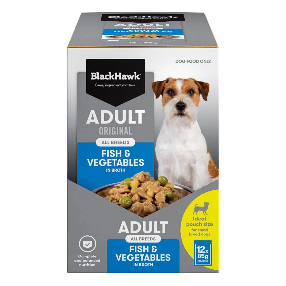 BLACK HAWK Original Adult Fish And Vegetables Wet Dog Food Pouches