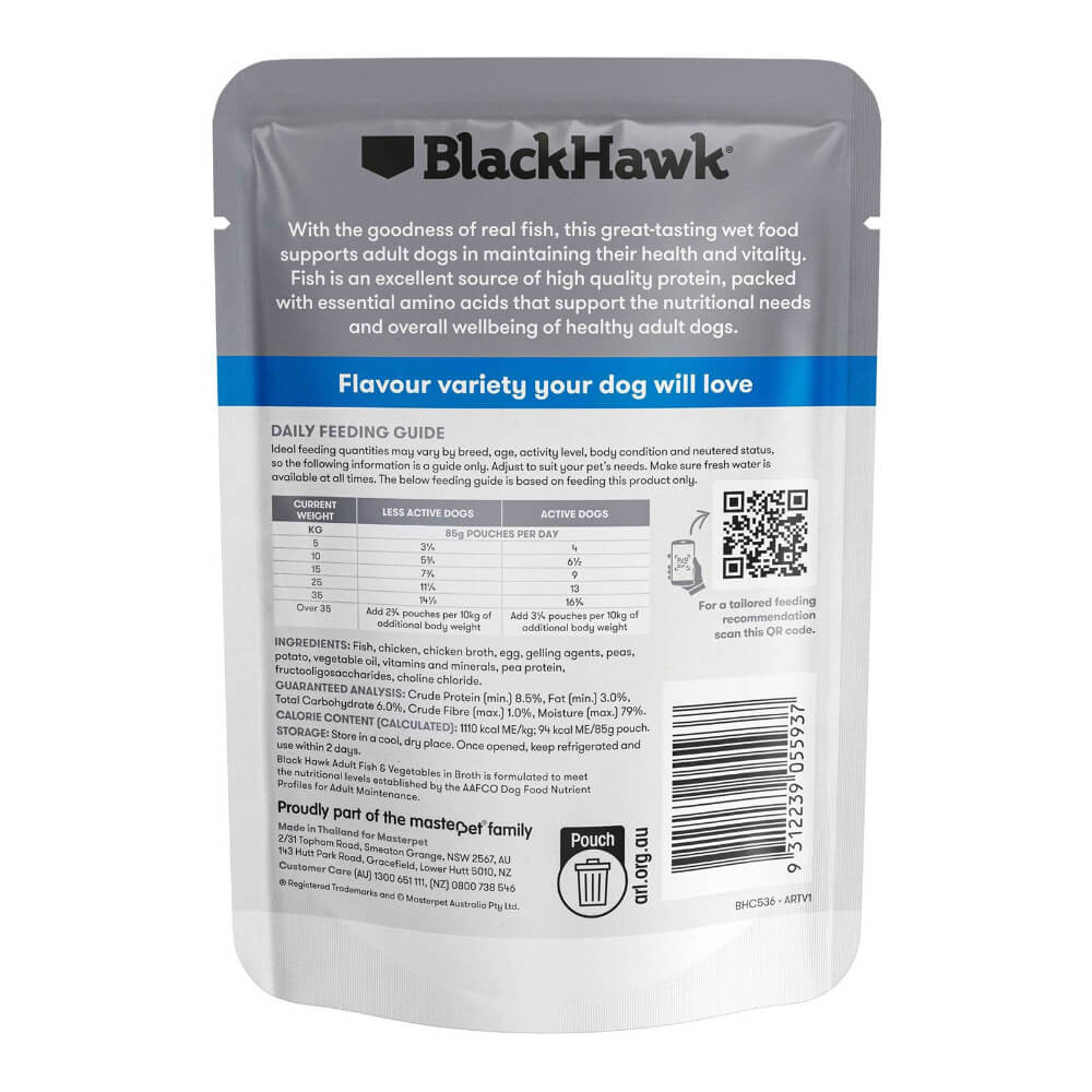 BLACK HAWK Original Adult Fish And Vegetables Wet Dog Food Pouches - Image 2