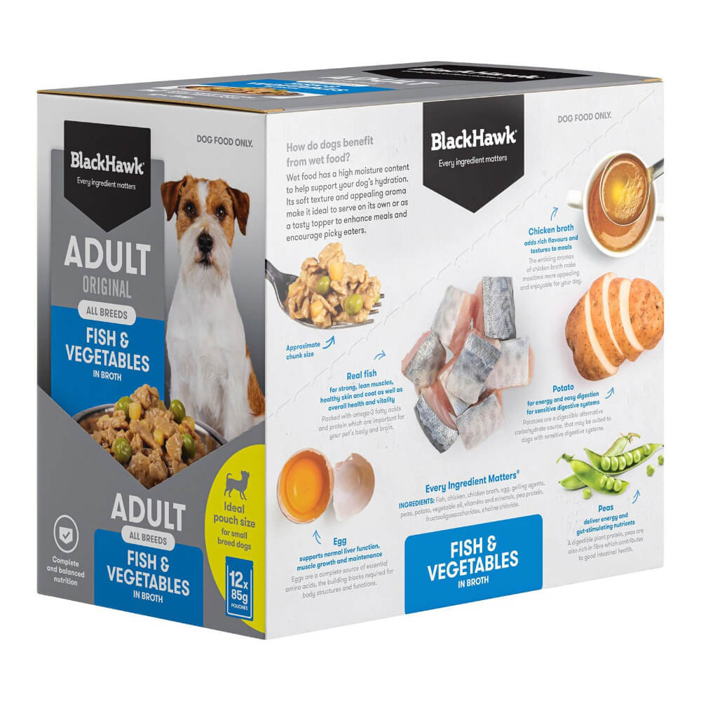 BLACK HAWK Original Adult Fish And Vegetables Wet Dog Food Pouches - Image 4