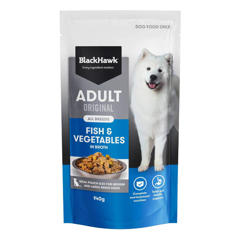 BLACK HAWK Original Adult Fish And Vegetables Wet Dog Food Pouches - Image 7