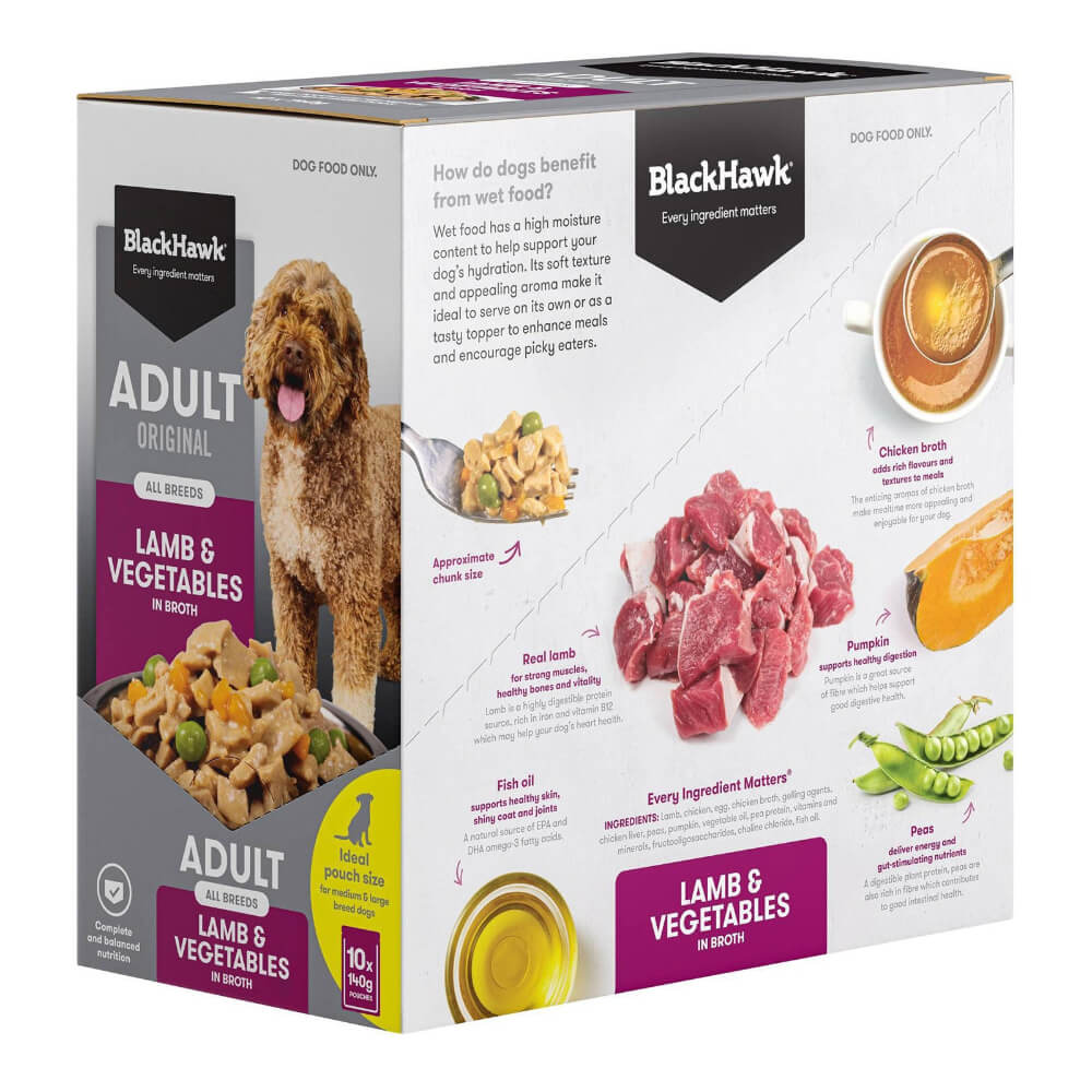 BLACK HAWK Original Adult Lamb And Vegetables Wet Dog Food Pouches - Image 10