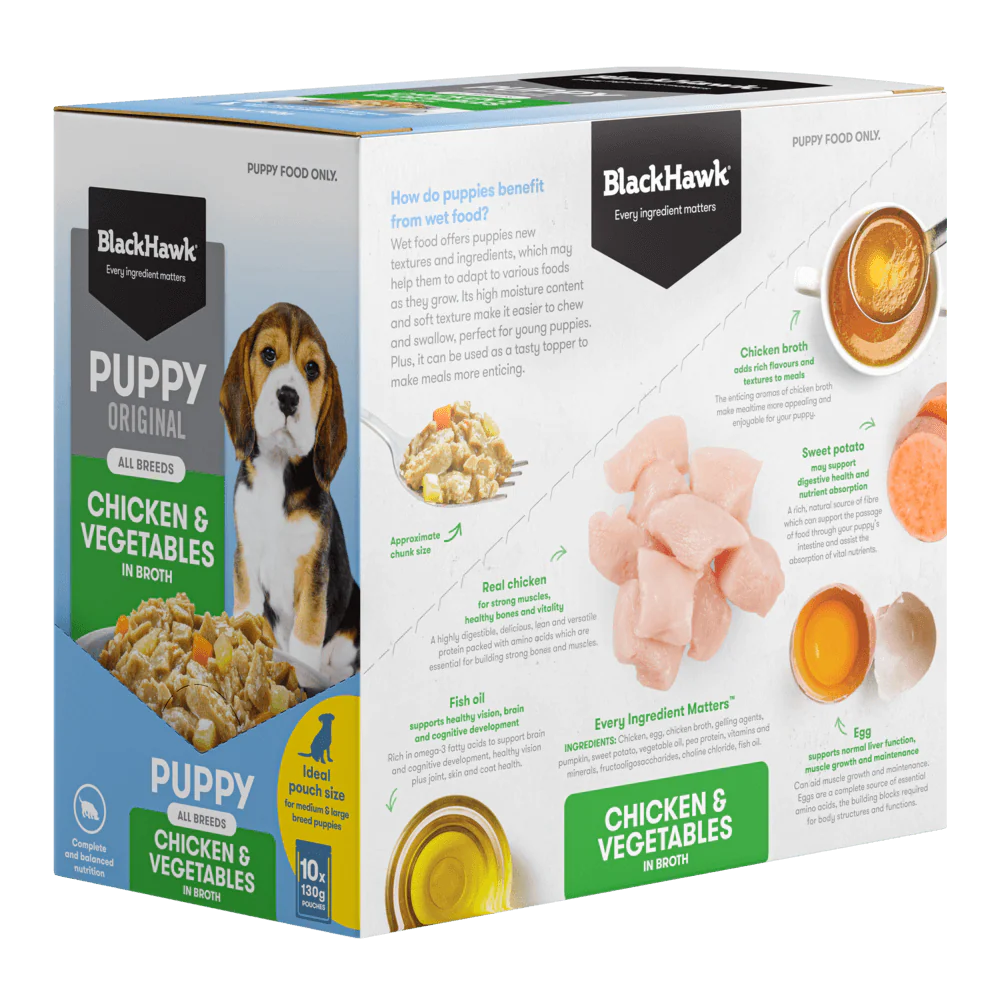 BLACK HAWK Original Puppy Chicken & Vegetables Wet Dog Food 130Gx10 - Image 2