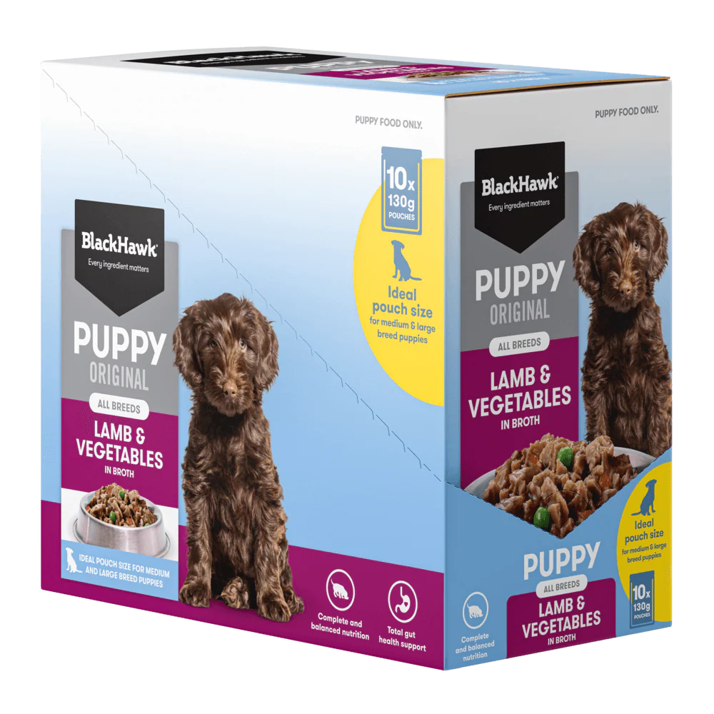 BLACK HAWK Original Puppy Lamb & Vegetables Wet Dog Food 130Gx10