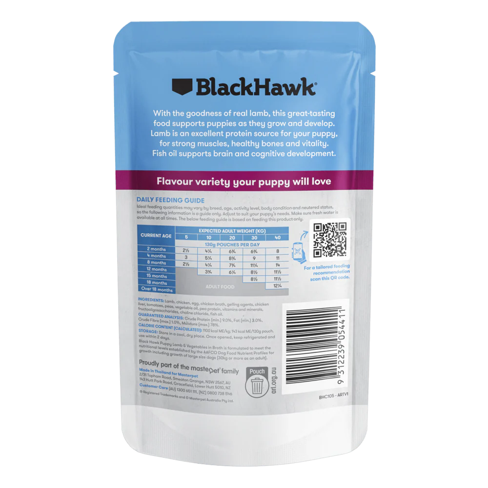 BLACK HAWK Original Puppy Lamb & Vegetables Wet Dog Food 130Gx10 - Image 4