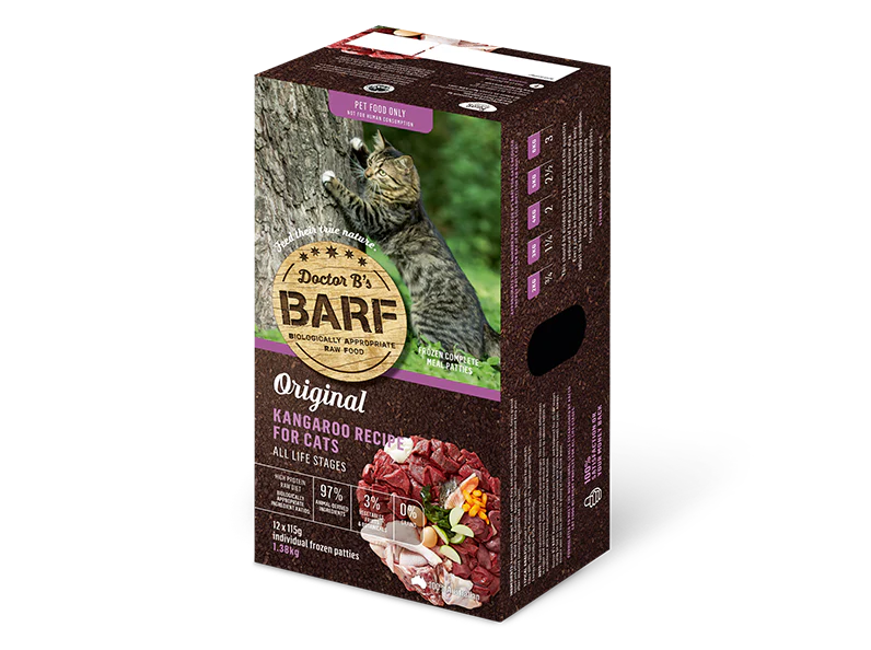 Doctor B's Barf Frozen Raw Kangaroo Cat Food 115G x 12