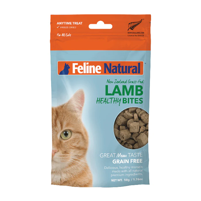 Feline Natural Cat Treats Grain Free Lamb Healthy Bites 50g