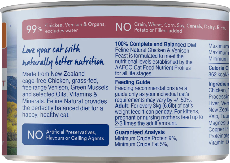 Feline Natural Chicken Venison Wet Cat Food Canned 170G - Image 2
