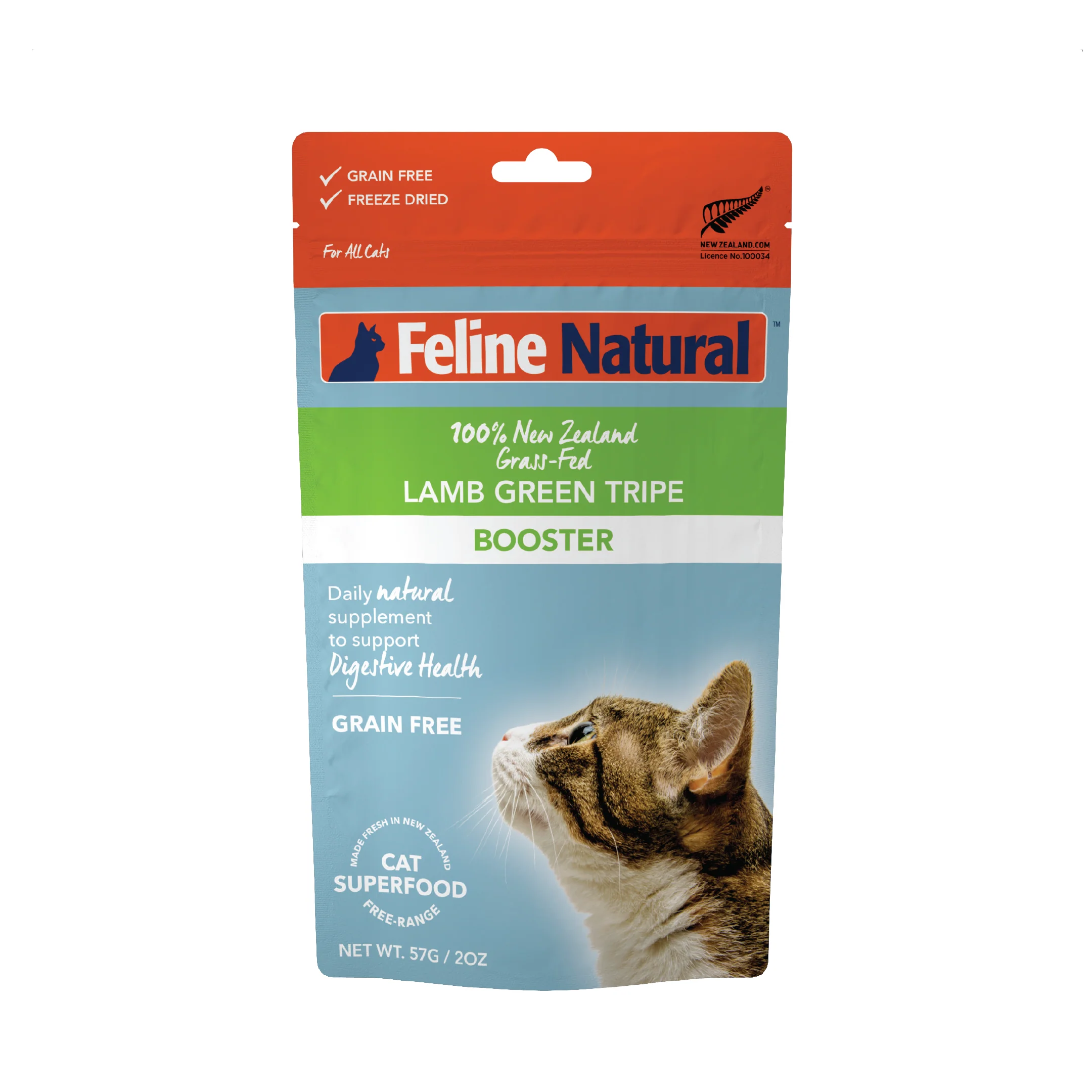 Feline Natural Grain Free Lamb Green Tripe Freeze Dried Food Supplement Booster 57g