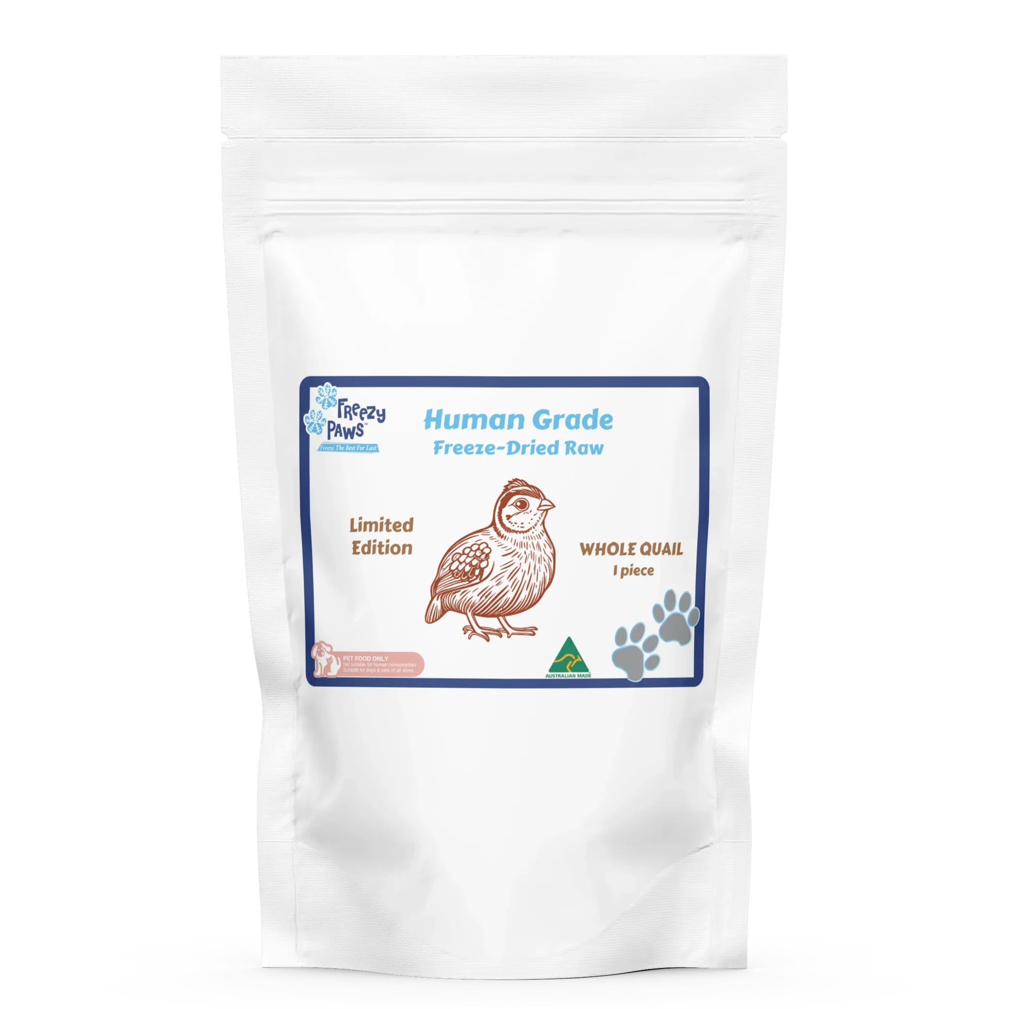 Freezy Paws Dogs and Cats Freeze Dried Raw Whole Quail x 1 PC