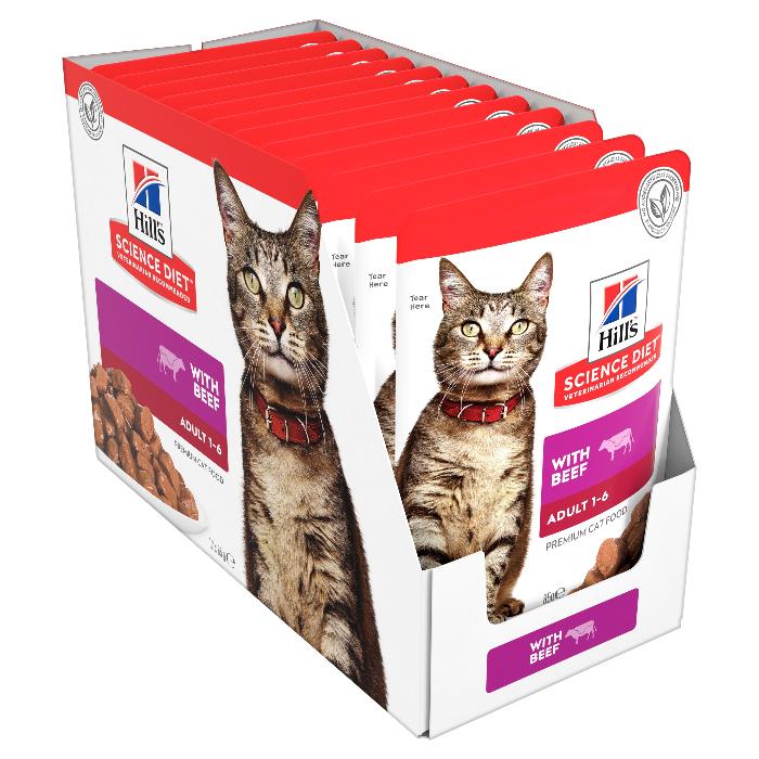 Hill's Science Diet Adult Beef Wet Cat Food Pouches
