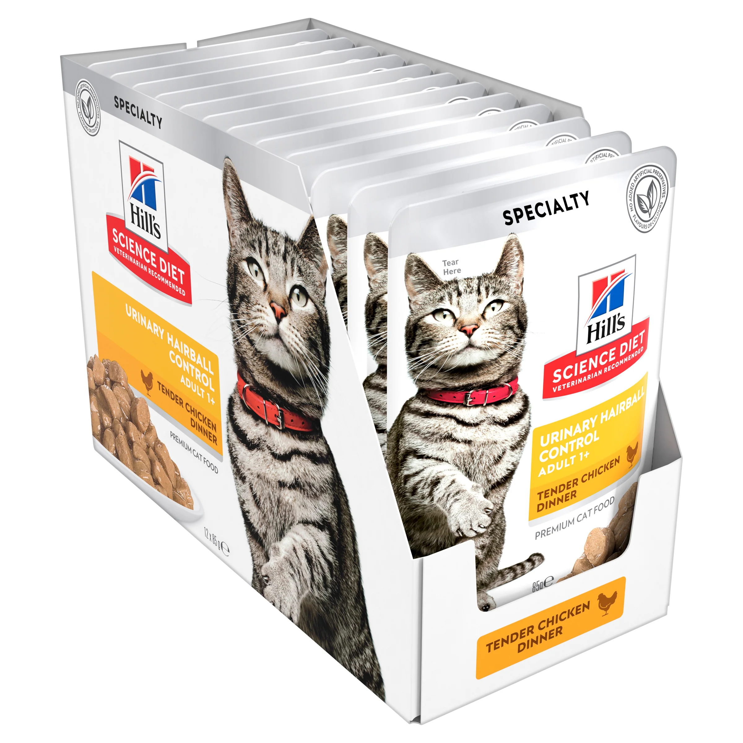 Hill's Science Diet Adult Urinary Hairball Control Chicken Cat Food Pouches 85Gx12