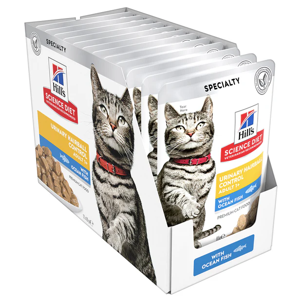 Hill's Science Diet Adult Urinary Hairball Control Ocean Fish Cat Food Pouches
