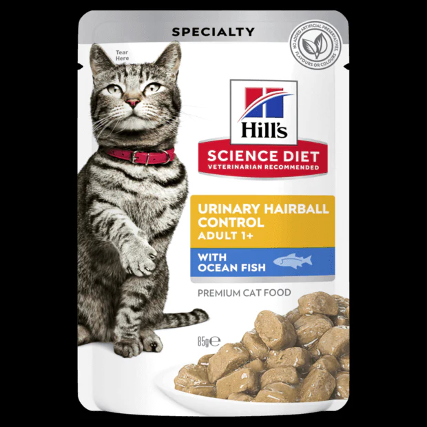 Hill's Science Diet Adult Urinary Hairball Control Ocean Fish Cat Food Pouches - Image 2