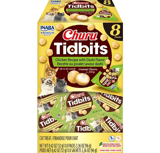 Inaba Churu Tidbits Chicken with Dashi Flavour Cat Treats 96G
