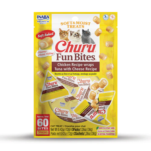 INABA CHURU Fun Bite Chicken Wrap Tuna Cheese Cat Treat 36G