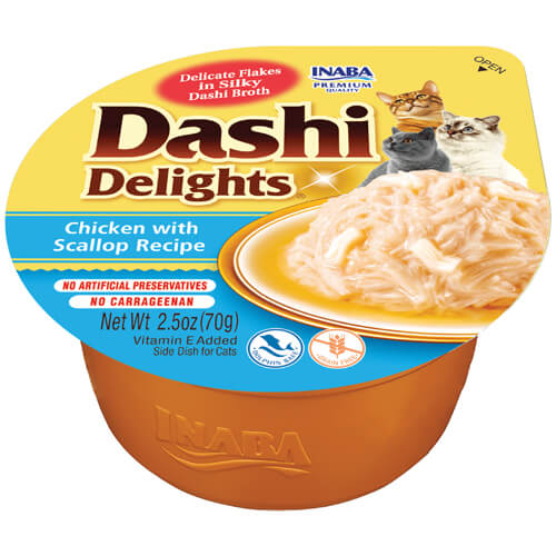 INABA Dashi Delights Chicken With Scallop Recipe Cat Treats 70G