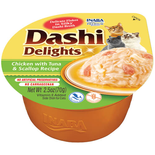 INABA Dashi Delights Chicken With Tuna & Scallop Recipe Cat Treats 70G