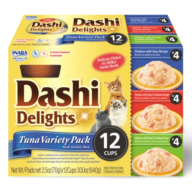 INABA Dashi Delights Cup Tuna Variety Cat Treats 12Pack