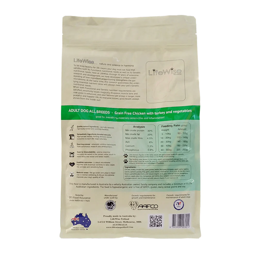 LIFEWISE Grain Free Chicken and Turkey with vegetables Adult Dry Dog Food - Image 2