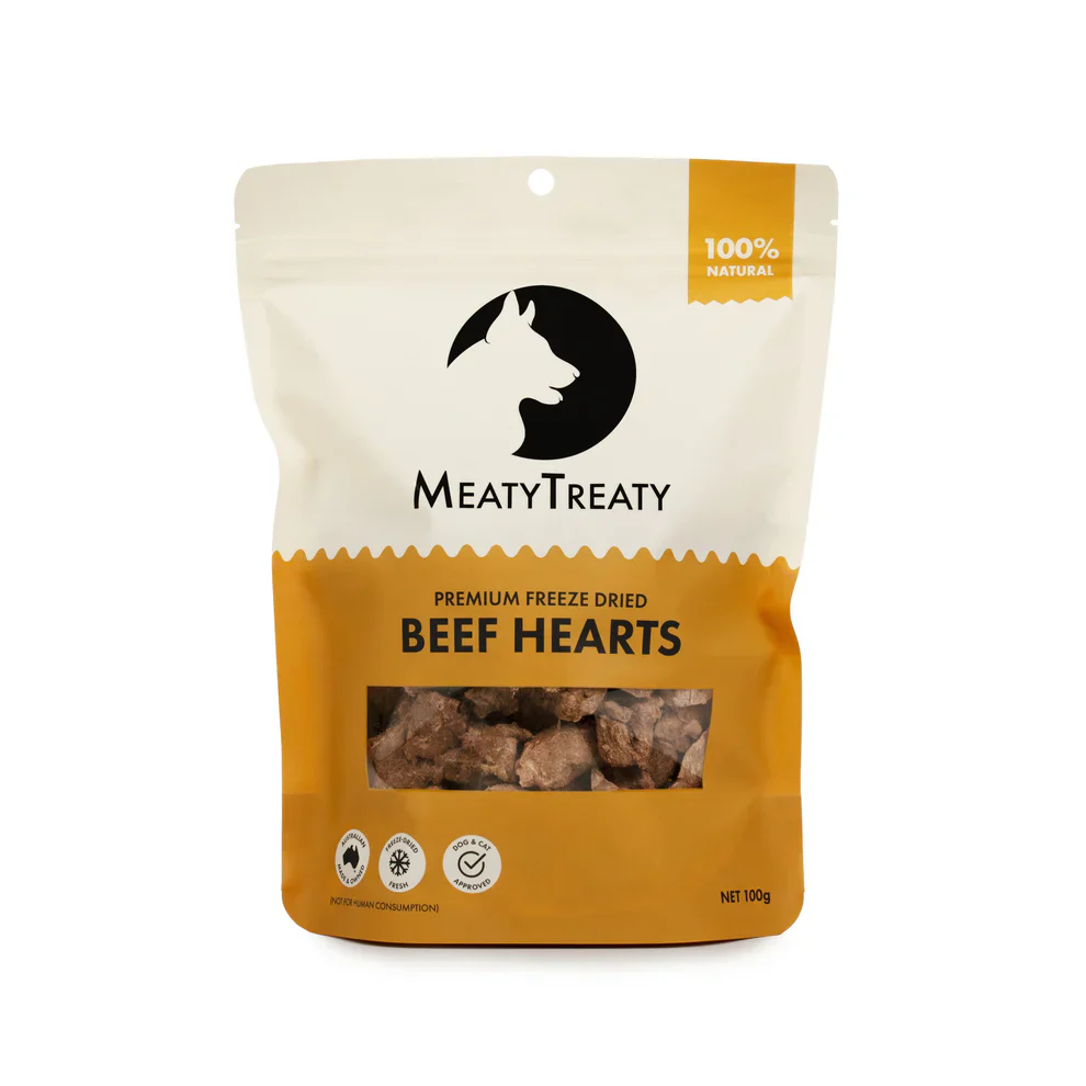MEATY TREATY Freeze Dried Beef Hearts Dogs & Cats Treat 100G - Image 3