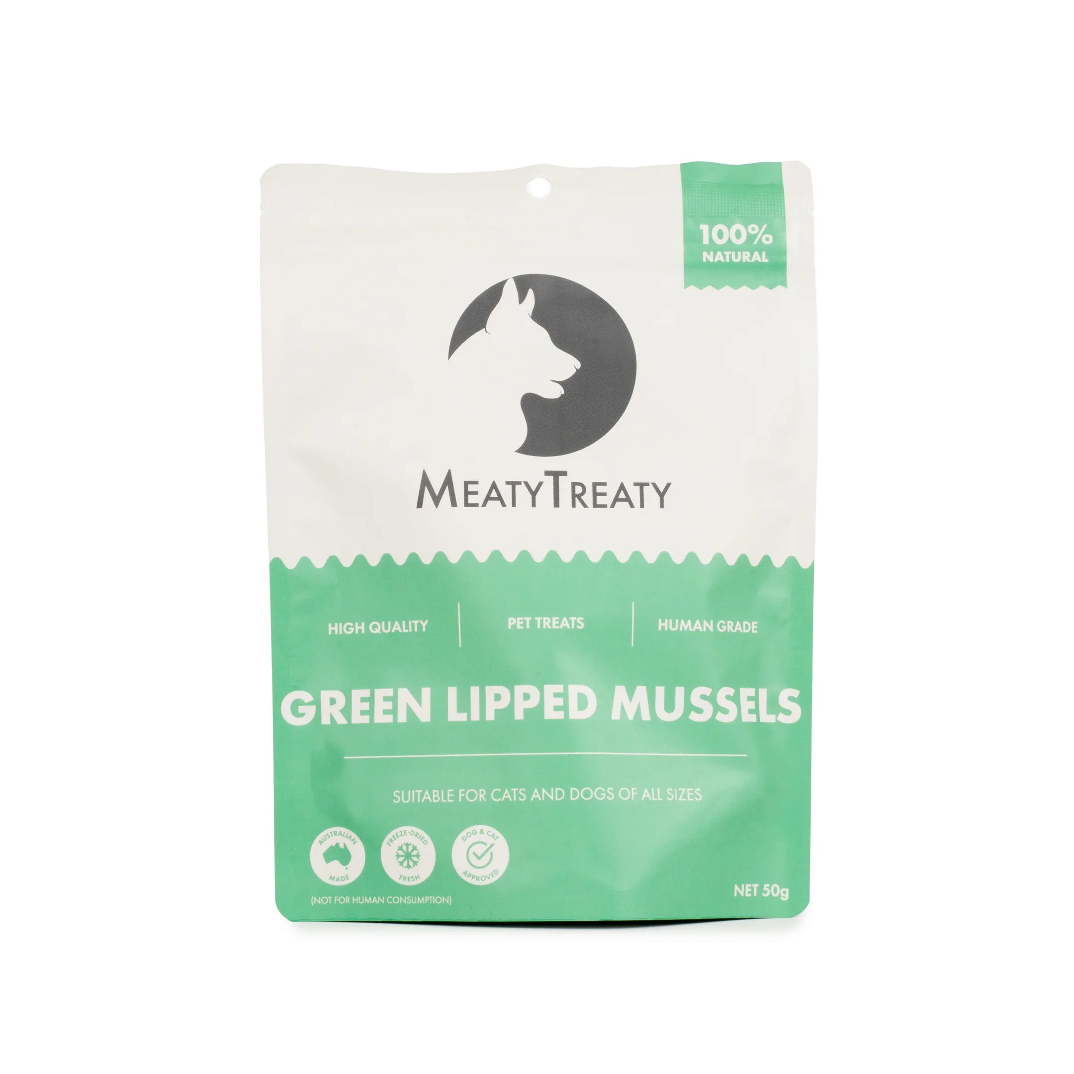 MEATY TREATY Freeze Dried NZ Green Lip Mussels Dogs & Cats Treat 50G