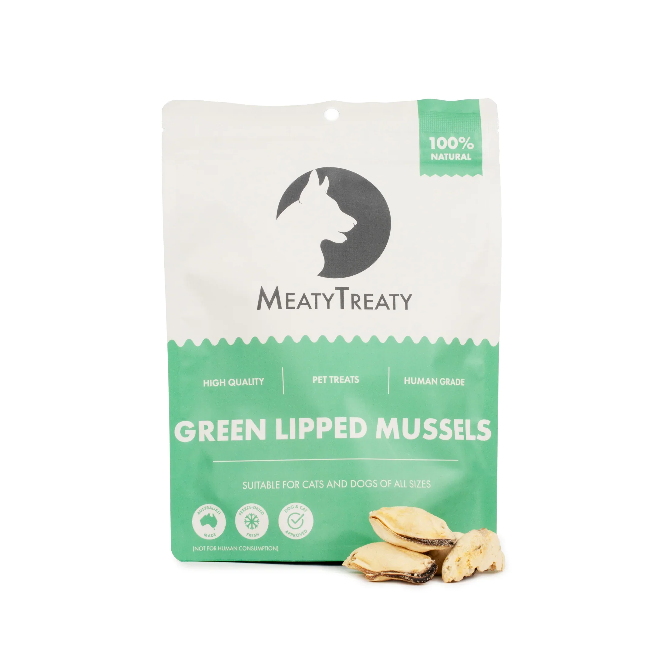 MEATY TREATY Freeze Dried NZ Green Lip Mussels Dogs & Cats Treat 50G - Image 2