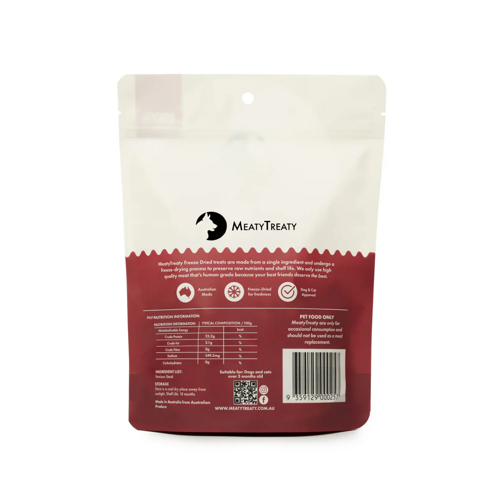 MEATY TREATY Freeze Dried Venison Dogs & Cats Treat 70G - Image 2