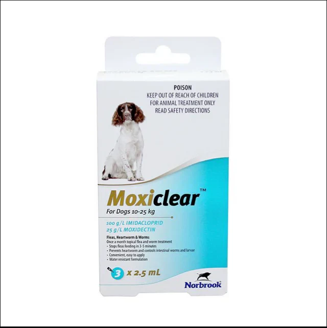 Moxiclear Flea & Worming Spot On for Dogs 10-25KG