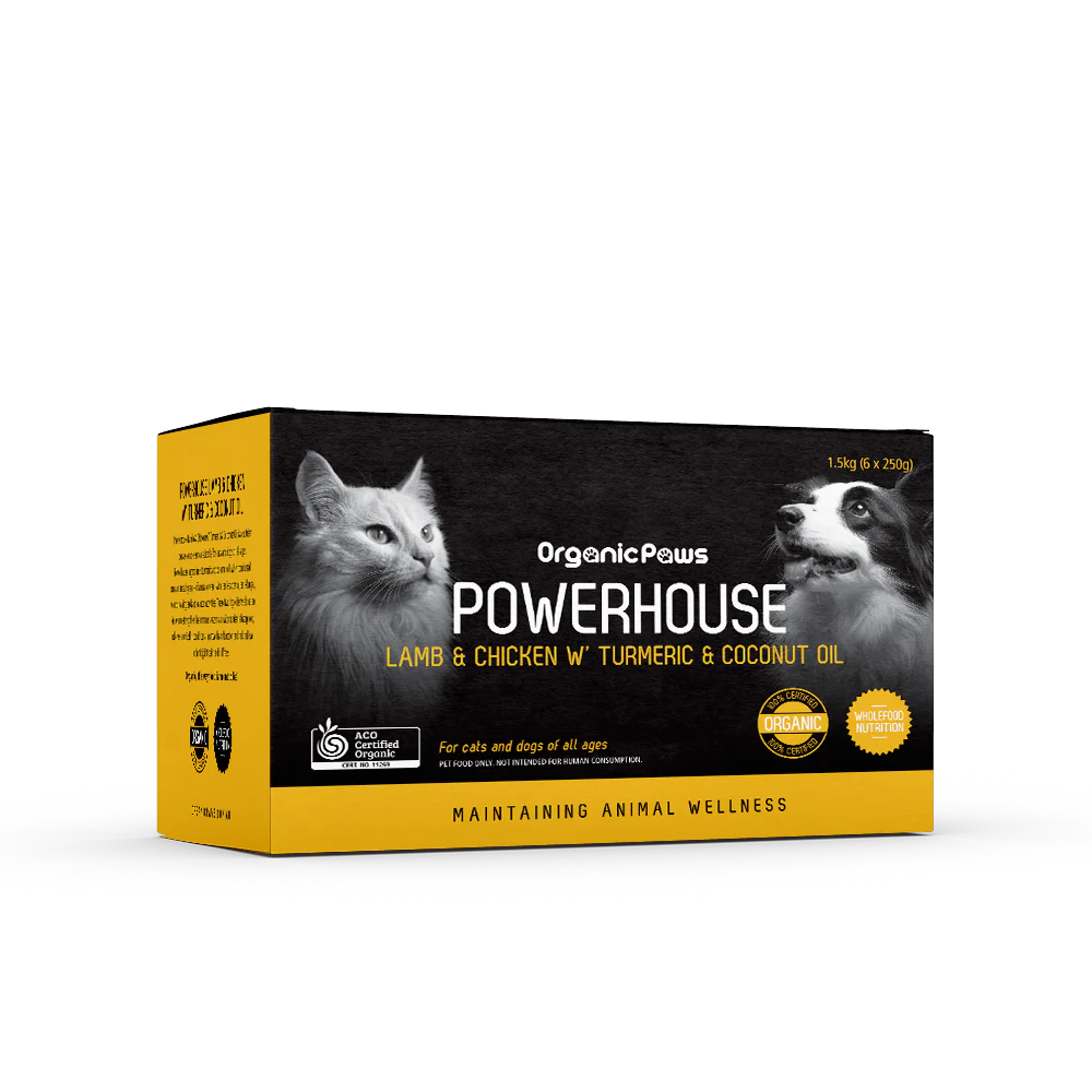 ORGANIC PAWS Raw Dogs & Cat Food Powerhouse Lamb & Chicken with Turmeric & Coconut Oil 1.5KG